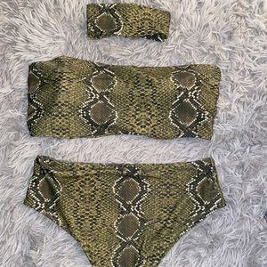 Cute 3 Piece Snake skin Bikini